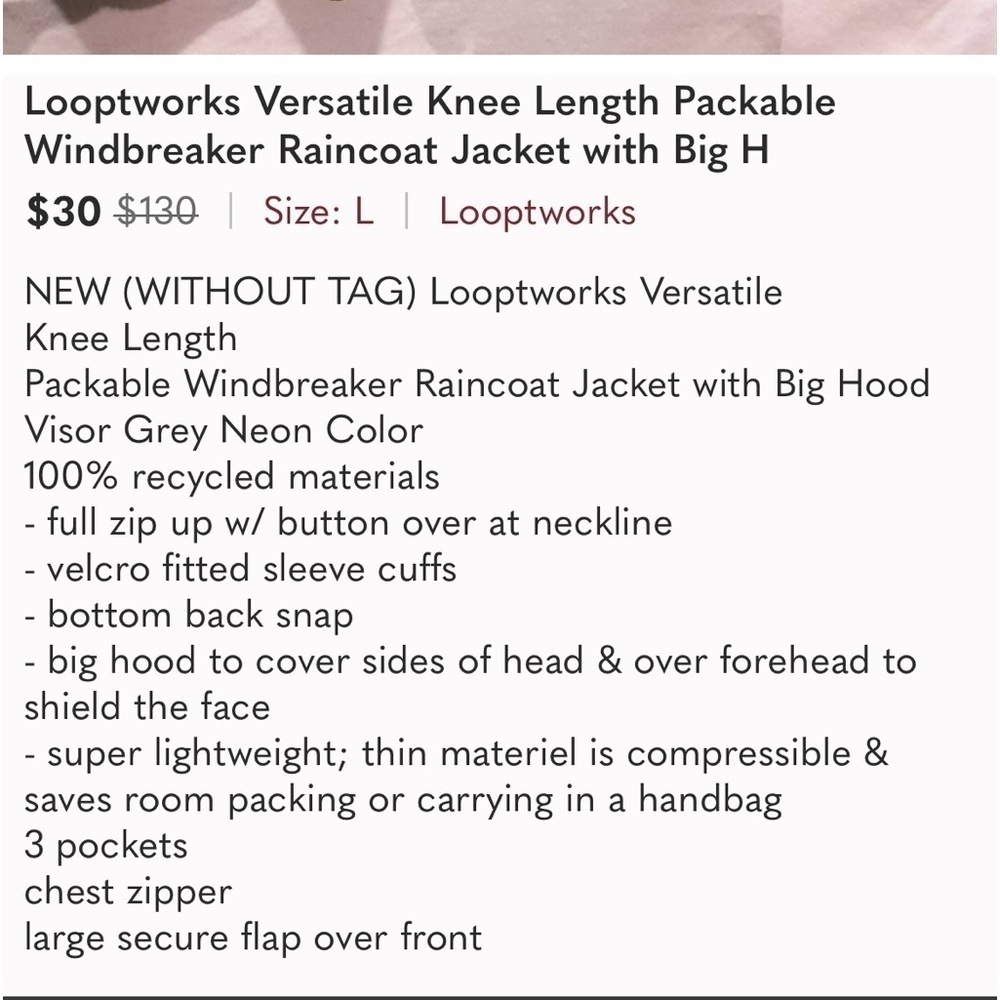 Looptworks Neon Knee Length Lightweight Windbreak… - image 6
